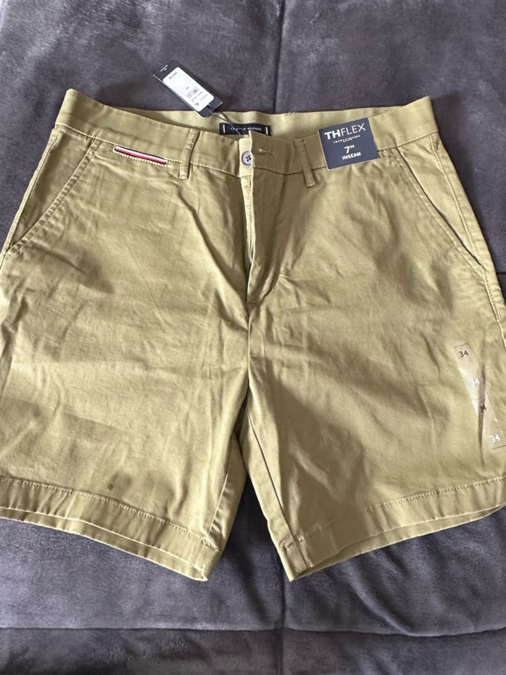 Tommy Hilfiger Men's Olive Green Flat Front Chino Shorts